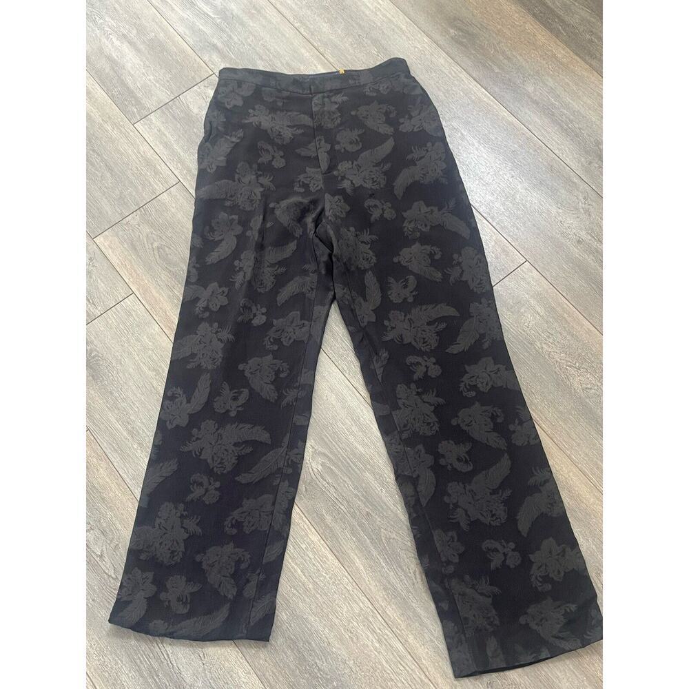 Polo Ralph Lauren Blue Label Jacquard Pants Womens Size 8 Straight Silk Viscose